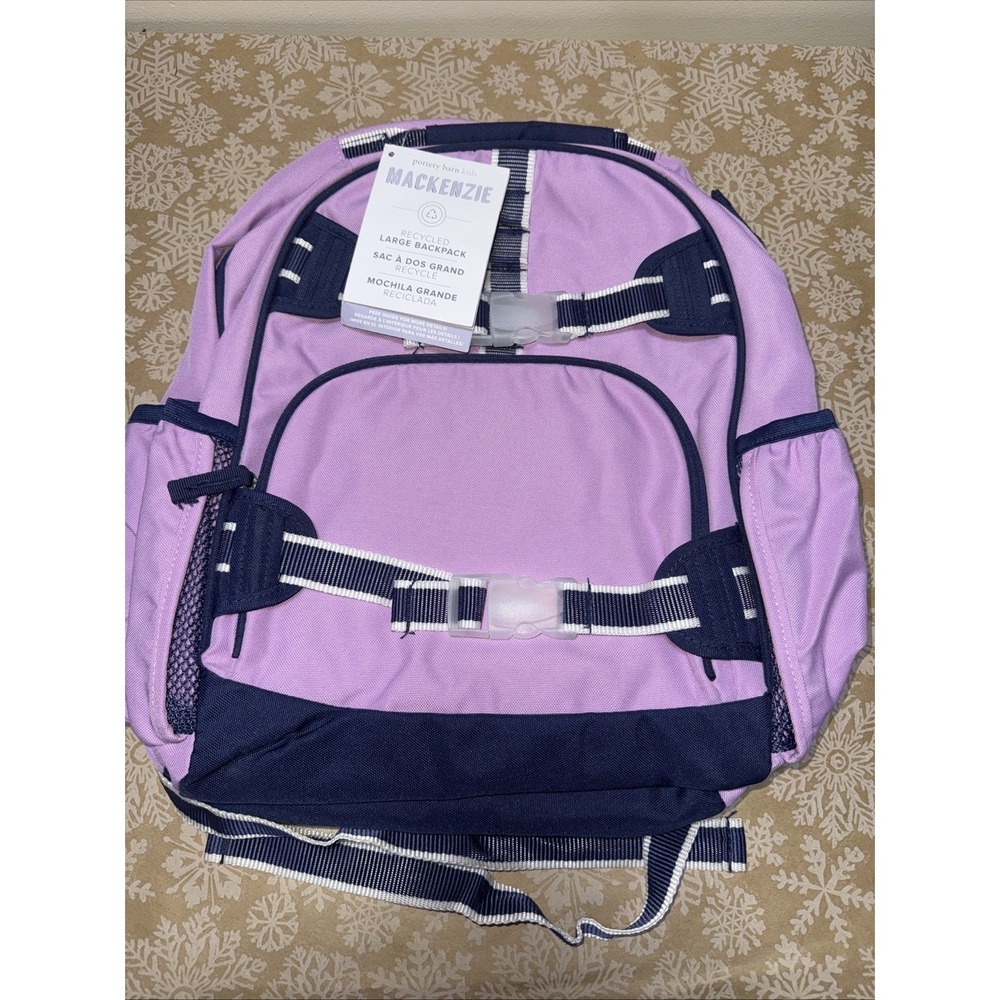 NWT Pottery Barn Mackenzie Book Bag Purple and Navy Blue Large